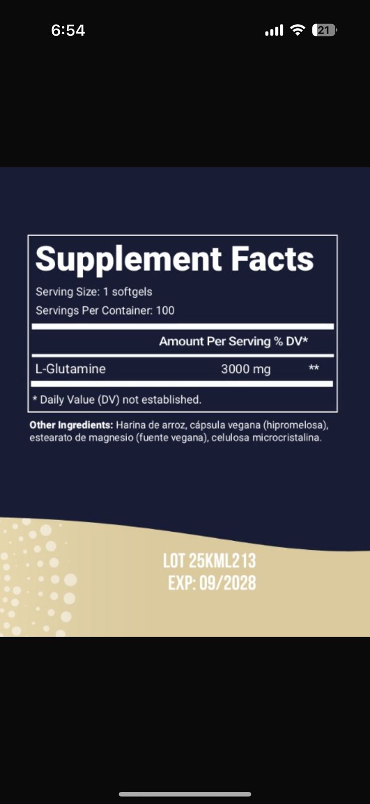 Miniatura 2 de L glutamine 300mg total health